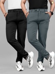 Flicfol Pack of 2 Men Regular Fit Multicolor Polycotton Trousers