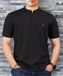 VeBNoR Men Solid Polo Neck Polyester Black T-Shirt