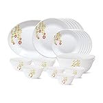 Larah by Borosil – Tiara Series, Pebbles, 27 Pcs, Opalware Dinner Set, White