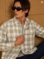 DENNISON Men Double Pocket Drop Shoulder Oversized Pure Cotton Checked
