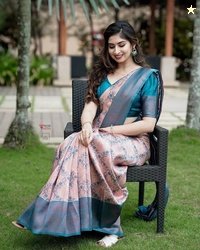 AVANTIKA FASHION Woven Kanjivaram Pure Silk, Art Silk Saree(Pink, Ligh