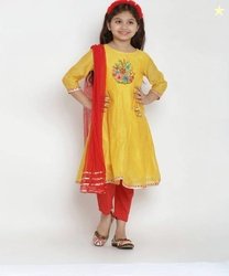 JYOTI EXPORT Girls Festive & Party Kurta and Trouser Set(Yellow Pack o