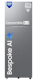 Samsung 330 L, 2 Star, Convertible 5-in-1, Digital Inverter, Frost Free Double Door, WiFi Enabled Bespoke AI Refrigerator (RT34DG5A2BSLHL, EZ clean Steel/Real Steel, Silver)