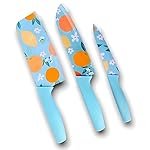 KHUSHAL ENTERPRISE Printed 3 Pieces Kitchen Knife,Stainless Steel Professional Japanese Knife Set with Color Printing and Non-Slip Handle (3 PCS Sky Blue Color)-Medium