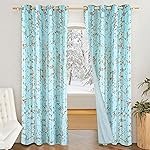 Solimo Polyester 75% Blackout Knitting Foil Window Curtains|Blackout Window Curtains|5 Feet |Set of 2|Abstract Print Design |for Living Room Kids Room and Bedroom |Blue|Light-Filtering
