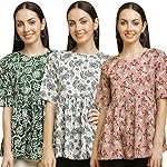 Pinkmint Women Combo Tunic Top for Women ll Fancy Crape Girls Top’s ll Regular Fit Casual top (Pack of 3)