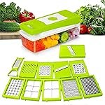 12 in 1 Multipurpose Vegetable & Fruit Chopper â Food Grade Unbreakable Body with Grater, Peeler, Slicer, Dicer, Easy-Clean Push Button â Kitchen Cutter Tool