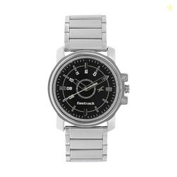 Fastrack Quartz Analog Black Dial Silver Stainless Steel Strap Watch f