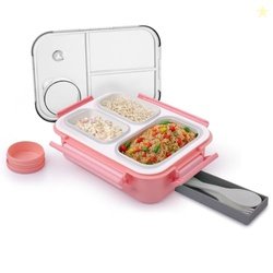 ATTRO Smart 3 Compartment Lunch Box with Small Container Spoon & Fork