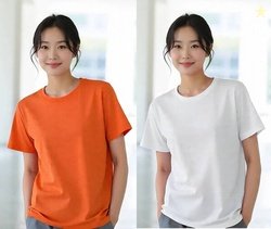 RUBYKNITS Pack of 2 Women Solid Round Neck Polyester Orange, White T-S