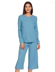Amazon Brand - Symbol Women's Waffle Regular Fit T-Shirt and Culottes