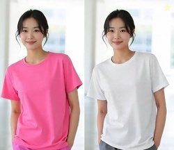 RUBYKNITS Pack of 2 Women Solid Round Neck Polyester Pink, White T-Shi