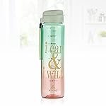 ATTRO Plastic Sports Buddy Deluxe Water Bottle BPA-Free with Leak-Proof Flip-Top Cap, Dual-Color for Gym, School, Office & Outdoor Use Green Red 800ml