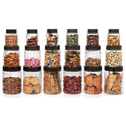 CELLO Checkers PET Canister Set of 18 (300ml x 6, 650ml x 6, 1200 x 6)