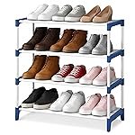 PulGos Shoe Rack with Shelf | Shoe Stand for 12 Pairs | 4-Layer Chappal & Slipper Stand for Home | Portable Foldable Footwear Rack | Plastic Shoe Organizer for Home â Blue
