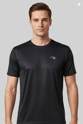 Sportz Fit Men Solid Round Neck Polyester Black T-Shirt