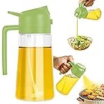 AADHIK 600ml 2 in 1 Olive Oil Sprayer and Oil Dispenser Bottle for Kitchen, Glass Oil Bottle with Premium Nozzle, Oil Sprayer for Air Fryer, Salad, BBQ,Roasting (Multi-Color) (Pack of 1)