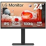 LG 24BA650 IPS Full HD (1920 x 1080) Monitor, 24″, 100Hz, DP, HDMI, USB-C with PD65W, Height/Tilt/Swivel/Pivot Stand, Built-in Power and Speaker, Anti-Glare, Daisy Chain, Energy Star, TCO, Black