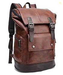 Fur Jaden Brown Leatherette Anti Theft Casual Laptop Backpack with 15.
