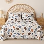 BSB HOME 100% Cotton CloudTouch Double Bed Bedsheet Set | 144 TC Soft & Breathable | Denim Blue Terracotta Leaf with 2 Pillow Covers | Wrinkle Free | for Bedroom (90 x 90 Inches)