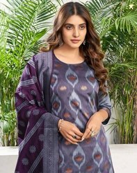 Samah Women Jacquard, Silk Blend Kurta Pant Dupatta Set