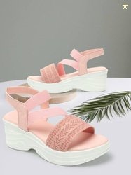 Kajmi Women Wedges Sandal(Pink , 6)