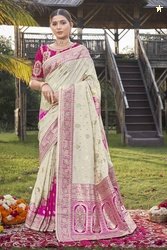 MANOHARI Woven Kanjivaram Jacquard Saree(Pink)