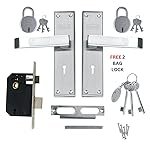 Foora Luxury Mortise Lock Set – 6 Lever Mechanism, High-Security, SS Matt Finish, Brass Latchbolt with Reversible Latch, Steel Handle, Suitable for Left & Right-Handed Doors, Includes 3 Keys (2401)