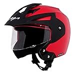 Vega Crux ISI Certified Flip-Up Helmet for Men and Women with Clear Visor(Red, Size:M)