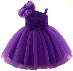 Miss & Chief Baby Girls Midi/Knee Length Party Dress(Purple, Fashion S