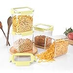 Cello Stylelock Storage Containers Set of 4, (1800 ml x 4), Olive Green |Premium Food Grade Quality, BPA Free, Air Tight, Stackable Organizer Set|Multipurpose Plastic Jar Storage Container For Kitchen