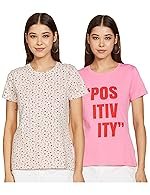 Symbol Women’s Cotton Stretch Half Sleeve Round Neck Regular Fit T-Shirt (Available in Plus Sizes)