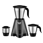 Preethi Tiara Mixer Grinder | 500 Watt | 2yr Guarantee & Lifelong Free Service I 3 Stainless Steel Jars (0.3L, 0.7L and 1.2L) | Grey & Black