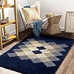 BSB HOME Designer Superfine Chenille Carpet | 500 GSM Velvet Carpet/Area Rug/Durries with Fine Gold Yarn for Living Room, Bedroom, Runner| 122 x 183 cm or 4×6 ft, Blue