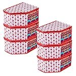 Urbane Home Blouse Cover | Clothes Storage Bag | Zipper Wardrobe Organizers | Non-Woven Clothes Organiser | Side Transparent Blouse Organizer | Dot-Design | Pack of 6 | Red