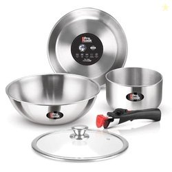 Milton Pro Cook Tri-Ply Stainless Steel Cookware with Detachable Handl