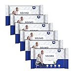 Solimo Adult Bed Bath Wipes | Count 60 | 10 Wipes x 6 Packs | With Aloe Vera, Olive Oil & Vitamin E | Advanced Germ Protection | pH Balanced | Alcohol & Parabens Free