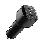 Spigen Total 65w(45w+20w) Fast Charging Car Charger Adapter, USB-C Dual Port, PD3.0, for iPhone 17/16/15/14 Series, Galaxy S25/24/23, Earbuds, Tablet & More (PC2000) – Black