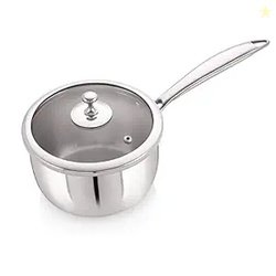 Meera Exclusive Triply Frying Pan Cum Sauce Pan with Tempered Glass Li