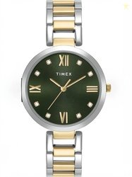 TIMEX Green Dial Stainless Steel Analog Watch - For Women TWEL107SMU05