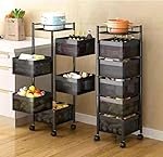 Rasvesh Multi-Purpose Trolley Storage Organizer and Kitchen Accessories Items for Kitchen Storage Rack Square Design Fruits & Vegetable Onion Cutler (5 Tier)
