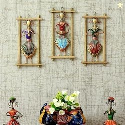 RHEA STORE - Rajasthani Musician Metal Wall Art Set of 3 Frames - Hand