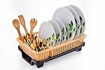 Clazkit Dish Drying Rack â 3 in 1 Durable Plastic Utensil Basket with Spoon Holder & Removable Dish Drainer Tray | Unbreakable Kitchen Organizer (Golden)