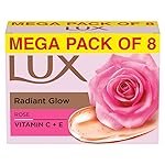 Lux Radiant Glow Bathing Soap infused with Vitamin C & E For Superior Glow Offer Pack of 8 x 150g