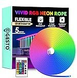 Gesto 5 Meter Neon Strip Lights â Multicolor LED Lights for Home Decoration, Bedroom,Diwali Decoration,PC,Gaming | 16 Colors Remote Operated 300 Led RGB Strip Light (Adaptor Included)