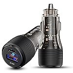 Portronics Car Power View Plus 55.5W Transparent Car Charger, Dual Port Fast Car Charger with 33W Type-C PD & 22.5W USB-A, Charge 2 Devices Simultaneously, for Smartphones, iPhones, Tablets, Earbuds