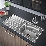 Johnson Nexa SS304 Single Bowl Kitchen Sink with Drain Board and Waste Coupling | Glossy Finish | 37″x 18″x 8″ | 10 Years Warranty