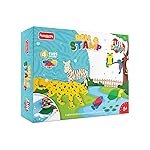 Funskool Fundough Playset Roll and Stamp, Create Textures and Patterns on Dough, 4 tubs of Dough, Toys for Kids, Shaping, Sculpting, 3 Years and Above, Multicolour