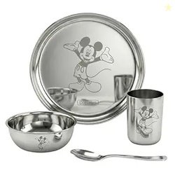 CutTales Stainless Steel Round Plate for Kids | Cartoon Character Engr