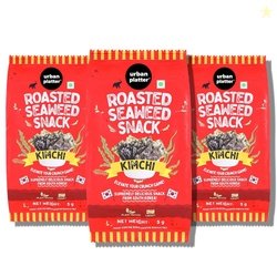 Urban Platter Roasted Seaweed Snack - Kimchi, 5g (Pack of 3, Ready to